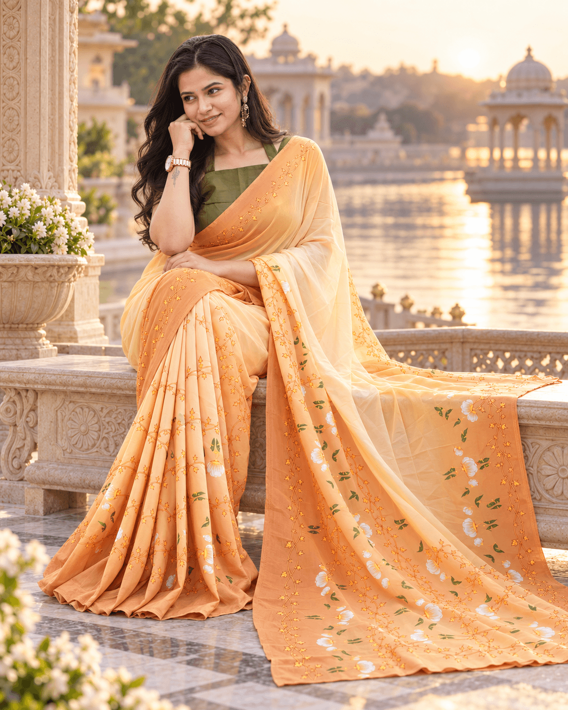 Sunlit Vine Bloom Saree