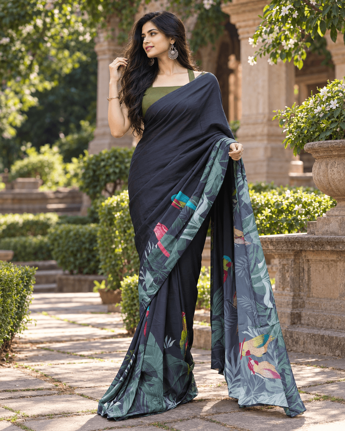 Black with Parrots